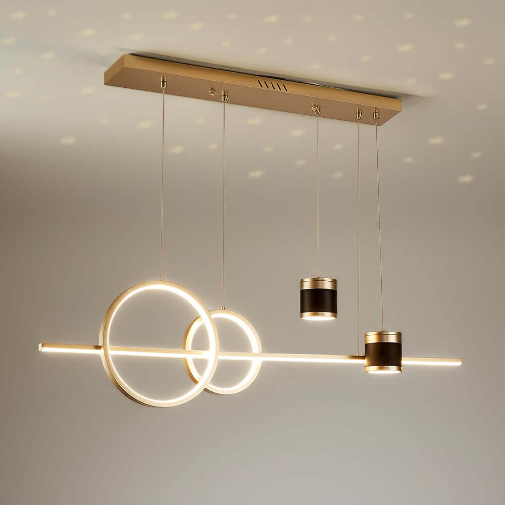 Modern Gold and Black 4-Light Geometric Pendant Light Fixture