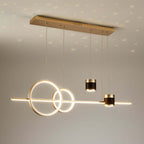 Modern Gold and Black 4-Light Geometric Pendant Light Fixture