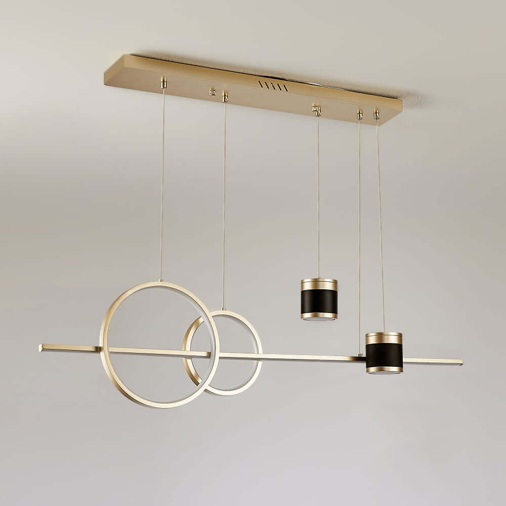 Modern Gold and Black 4-Light Geometric Pendant Light Fixture