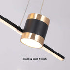 Modern Gold and Black 4-Light Geometric Pendant Light Fixture