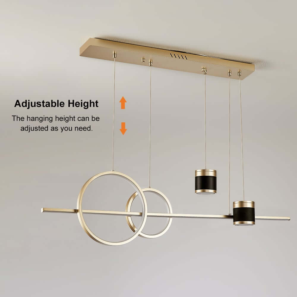 Modern Gold and Black 4-Light Geometric Pendant Light Fixture