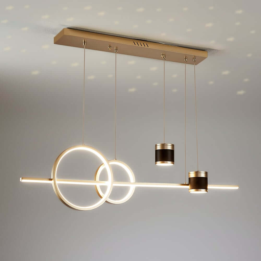 Modern Gold and Black 4-Light Geometric Pendant Light Fixture