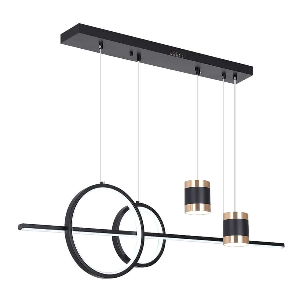 Modern Gold and Black 4-Light Geometric Pendant Light Fixture