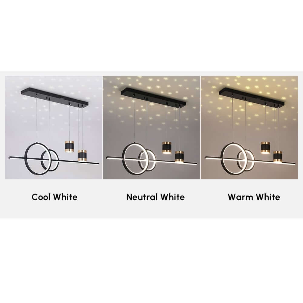 Modern Gold and Black 4-Light Geometric Pendant Light Fixture