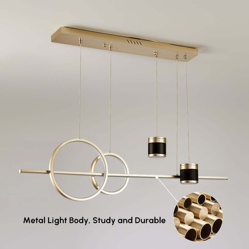 Modern Gold and Black 4-Light Geometric Pendant Light Fixture