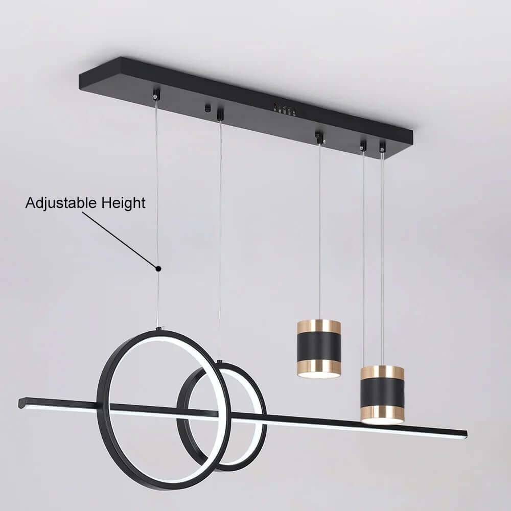 Modern Gold and Black 4-Light Geometric Pendant Light Fixture