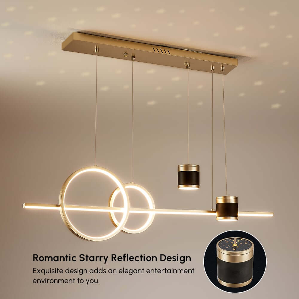 Modern Gold and Black 4-Light Geometric Pendant Light Fixture