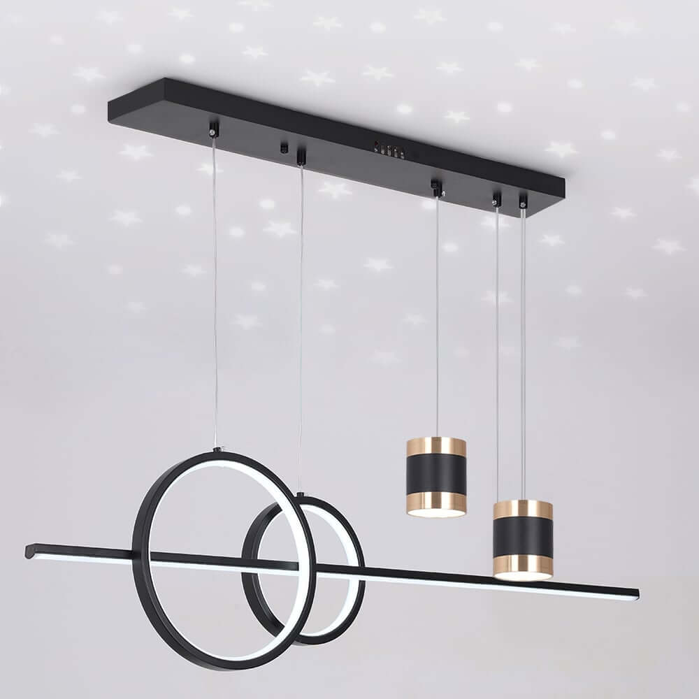 Modern Gold and Black 4-Light Geometric Pendant Light Fixture