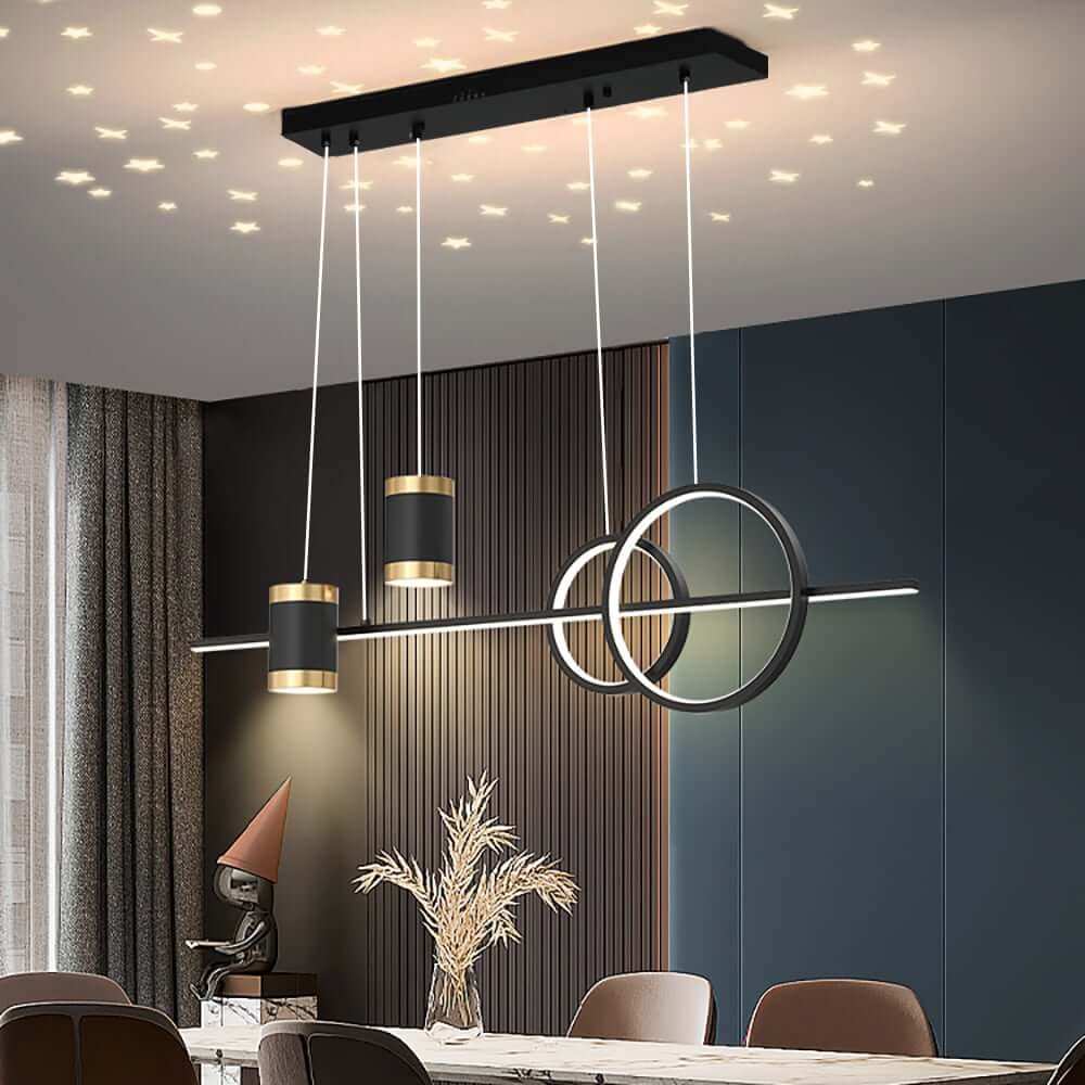 Modern Gold and Black 4-Light Geometric Pendant Light Fixture Main Product Image