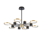 Modern Gold & Black Aluminum 14-Light Dimmable Starry Sky Chandelier