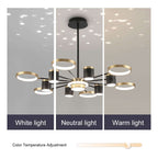 Modern Gold & Black Aluminum 14-Light Dimmable Starry Sky Chandelier
