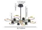 Modern Gold & Black Aluminum 14-Light Dimmable Starry Sky Chandelier Dimensions