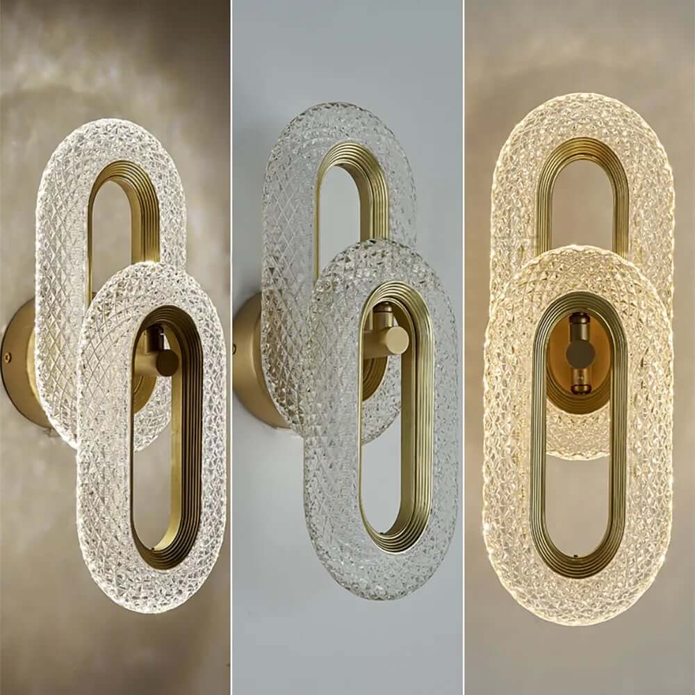 Modern Gold Brass Flush Mount Wall Light with Clear Glass Shade
