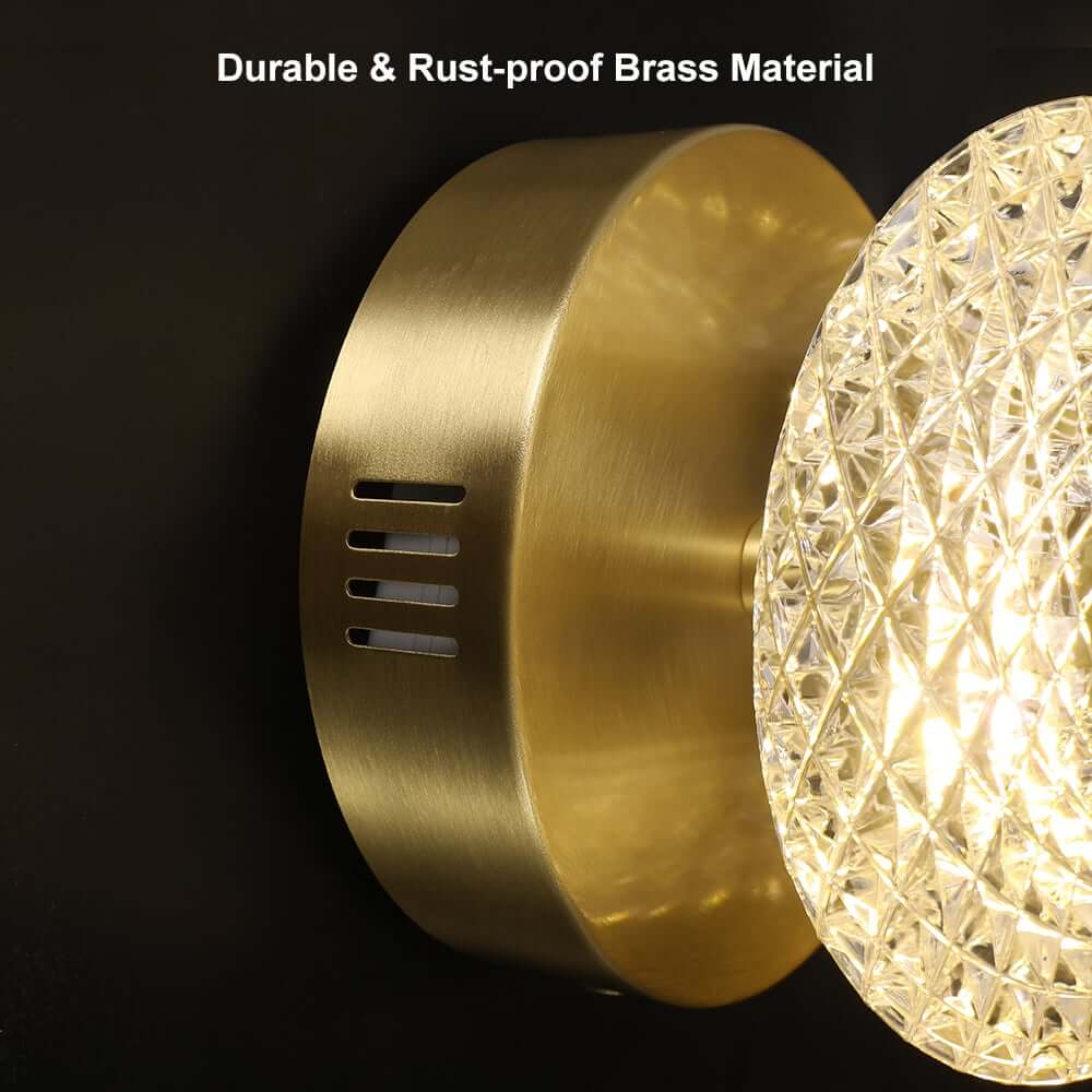 Modern Gold Brass Flush Mount Wall Light with Clear Glass Shade