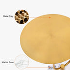 Modern Gold Faux Marble Floor Lamp with Glass Shade