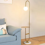 Modern Gold Faux Marble Floor Lamp with Glass Shade
