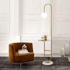 Modern Gold Faux Marble Floor Lamp with Glass Shade
