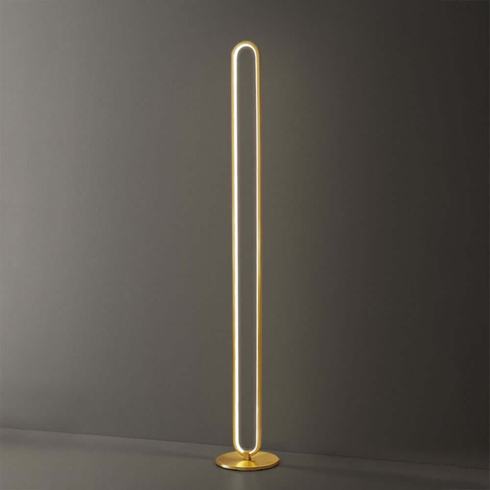 Modern Gold Floor Lamp with Unique Oval Light Circle Design