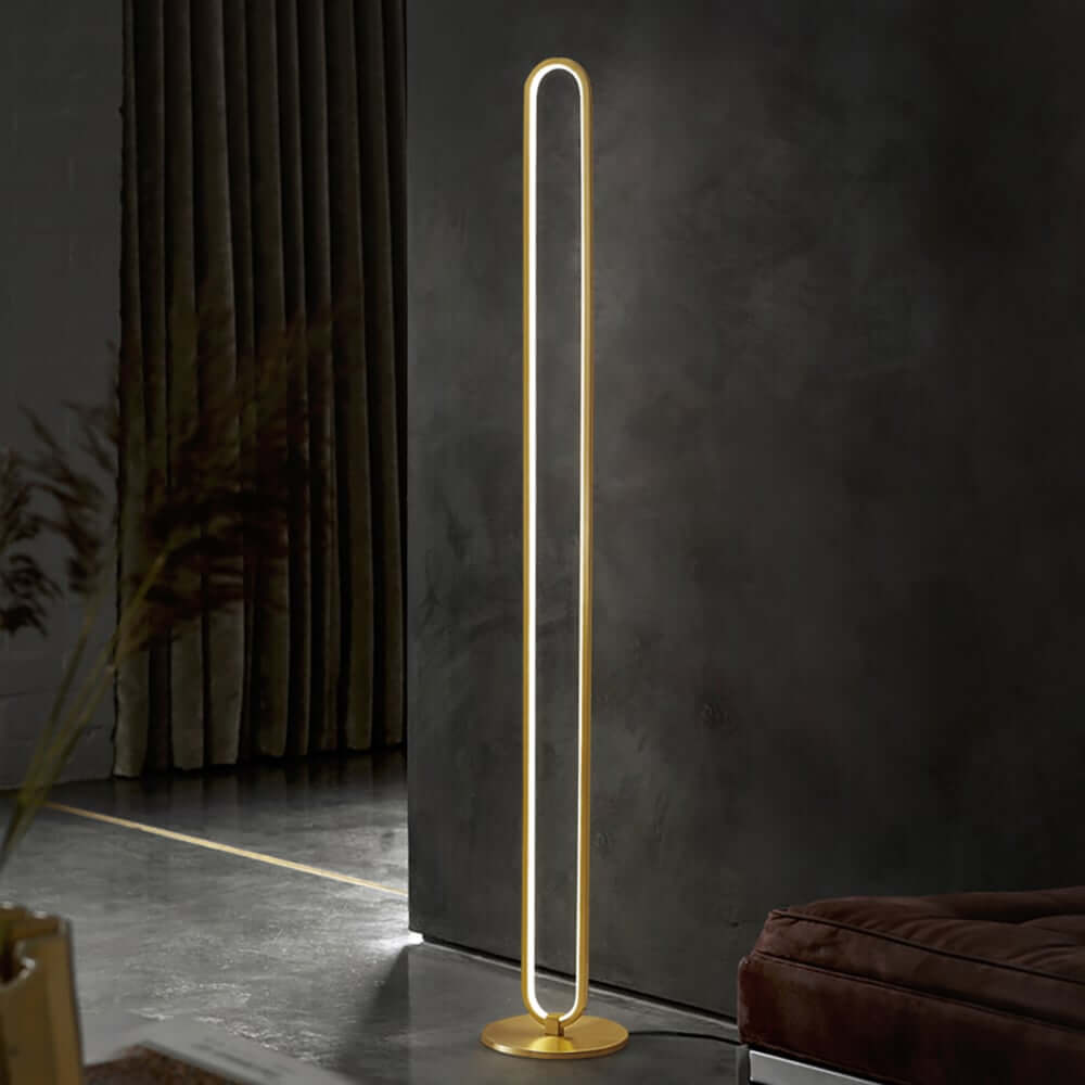 Modern Gold Floor Lamp with Unique Oval Light Circle Design Main Product Image