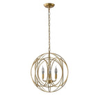 Modern Gold Metal 4-Light Candle Chandelier with Adjustable Chain