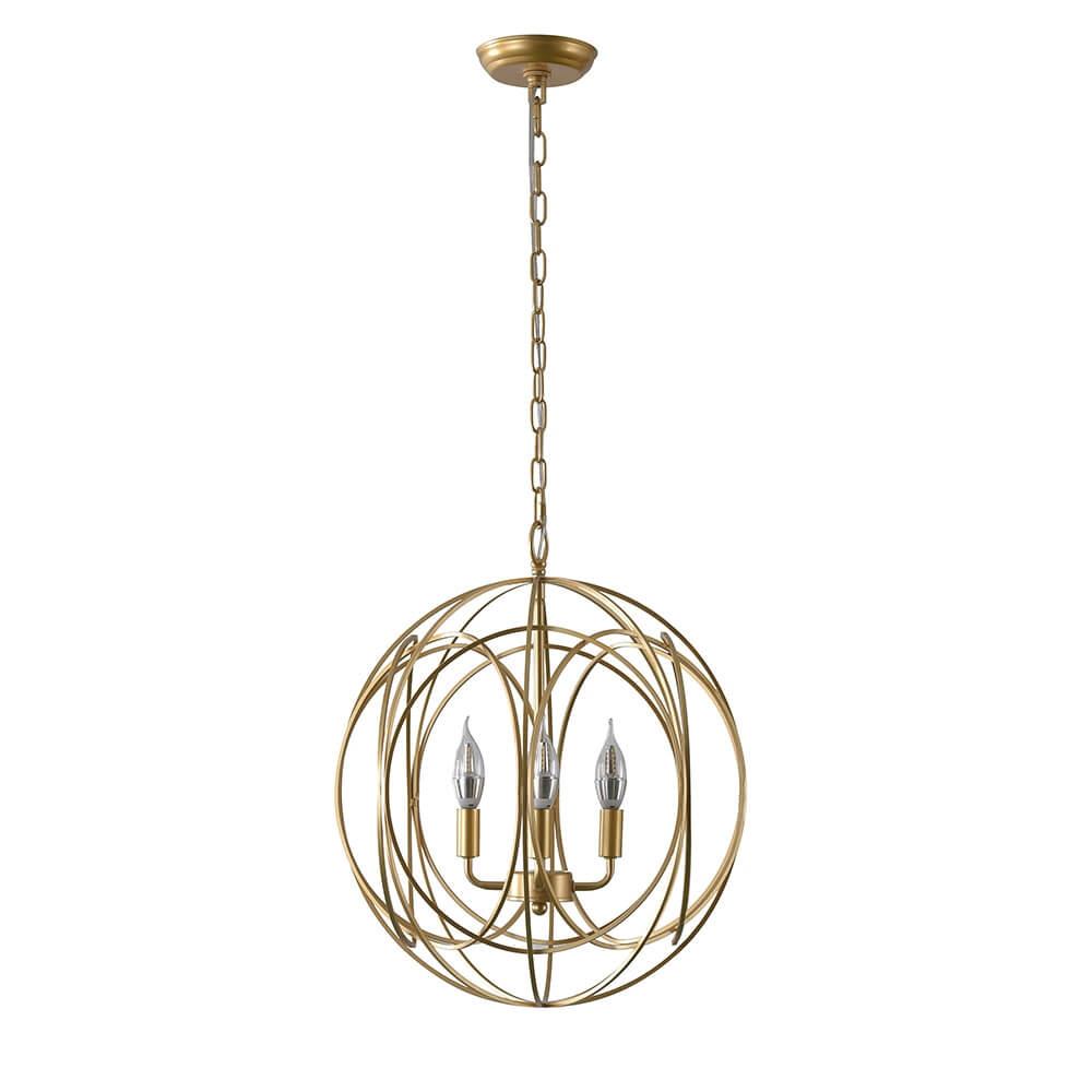 Modern Gold Metal 4-Light Candle Chandelier with Adjustable Chain