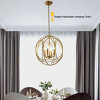 Modern Gold Metal 4-Light Candle Chandelier with Adjustable Chain