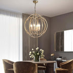 Modern Gold Metal 4-Light Candle Chandelier with Adjustable Chain