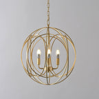 Modern Gold Metal 4-Light Candle Chandelier with Adjustable Chain