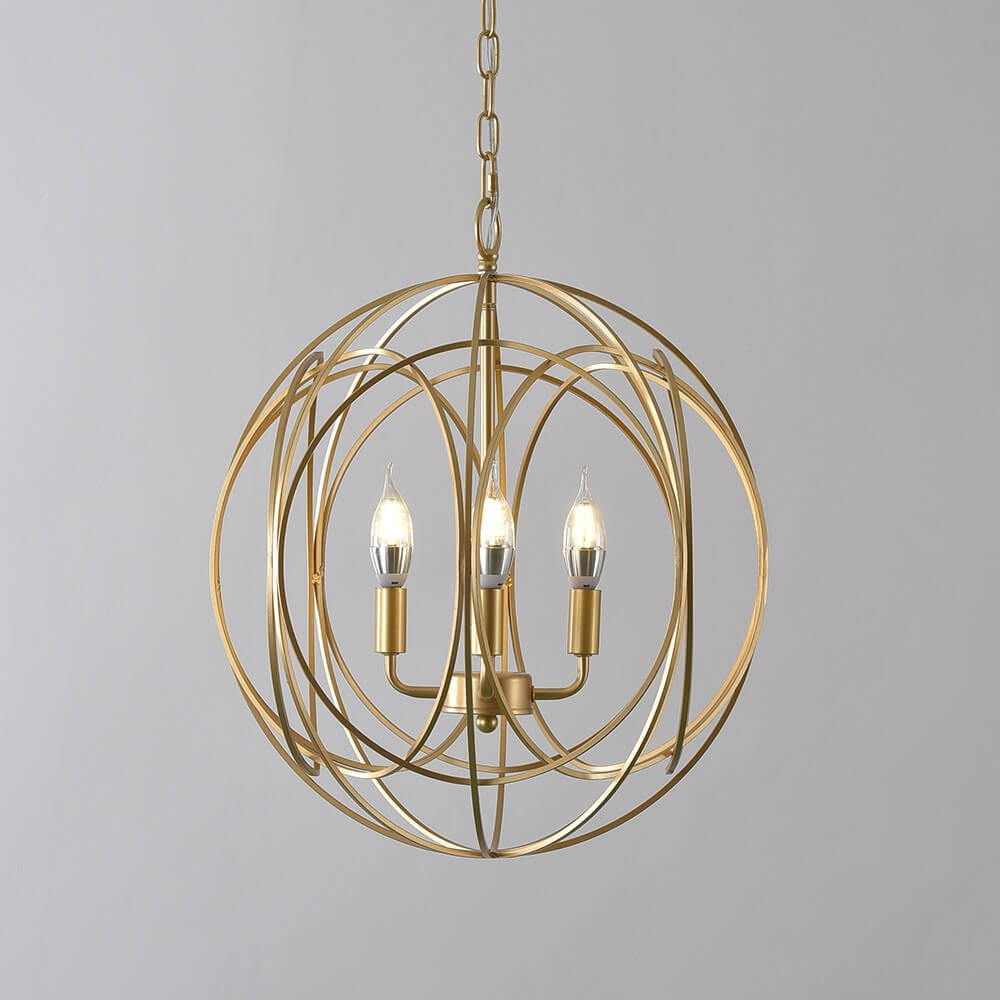 Modern Gold Metal 4-Light Candle Chandelier with Adjustable Chain