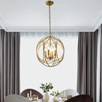 Modern Gold Metal 4-Light Candle Chandelier with Adjustable Chain Main Product Image