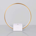 Modern Gold Metal Ring Table Lamp with Faux Marble Base