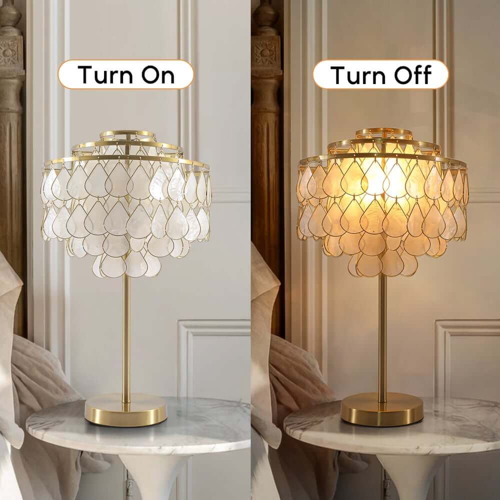 Modern Gold Shell Table Lamp with Iron Base