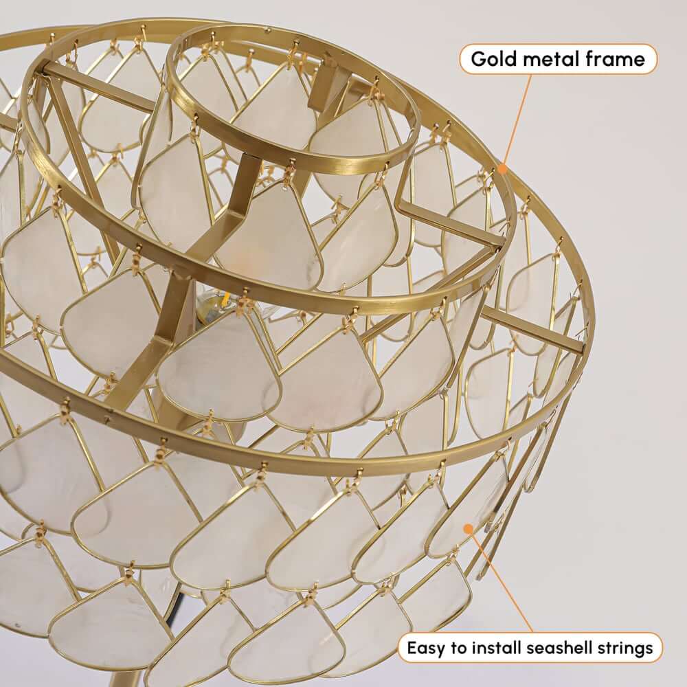 Modern Gold Shell Table Lamp with Iron Base