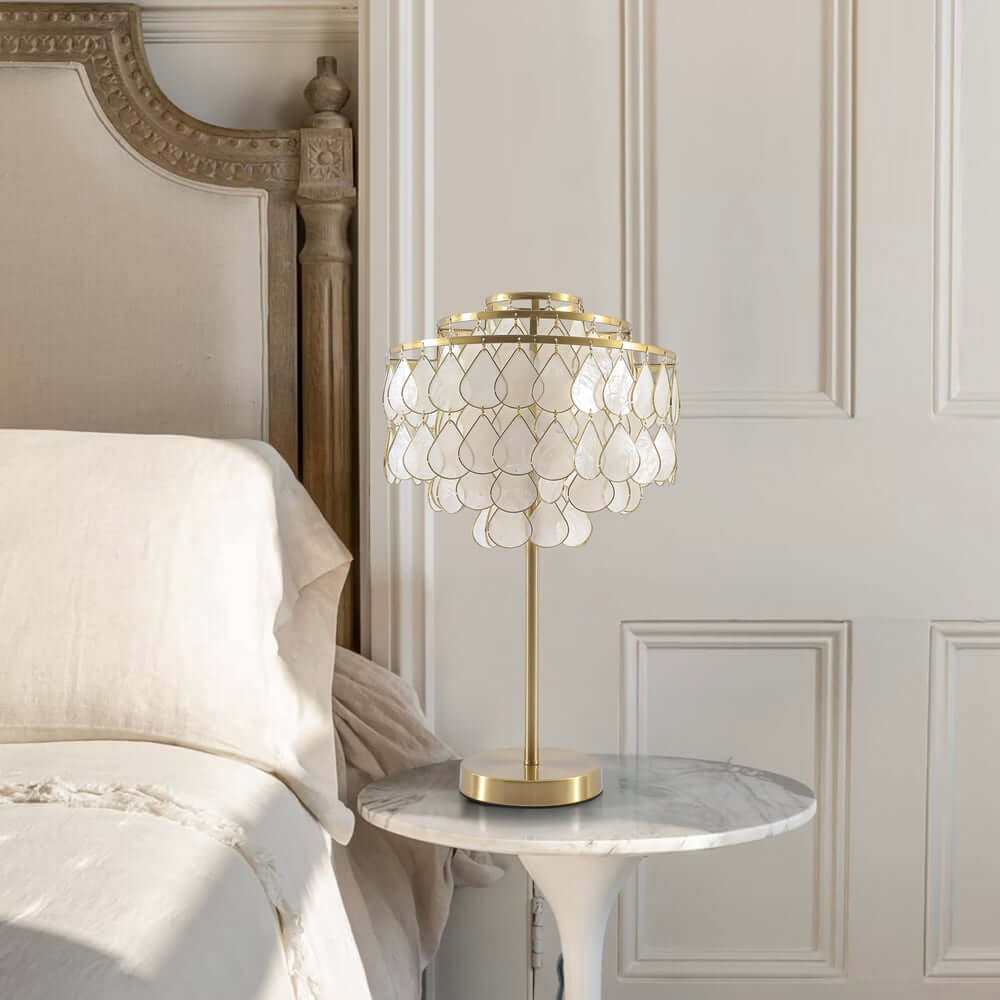 Modern Gold Shell Table Lamp with Iron Base
