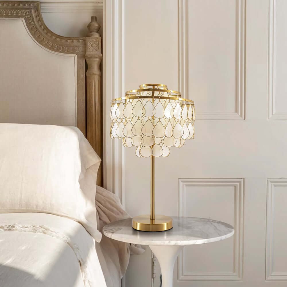 Modern Gold Shell Table Lamp with Iron Base