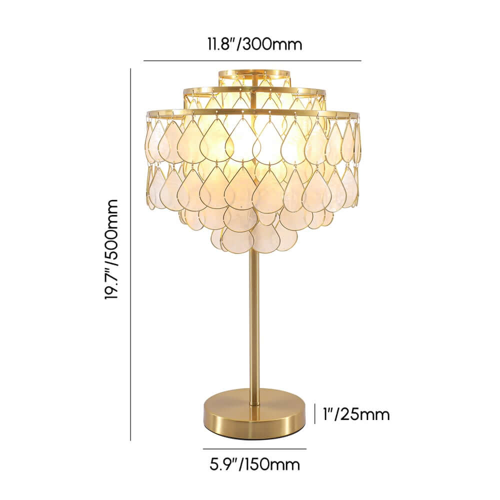 Modern Gold Shell Table Lamp with Iron Base Dimensions