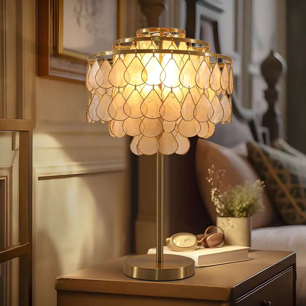 Modern Gold Shell Table Lamp with Iron Base Main Product Image Hauptbild