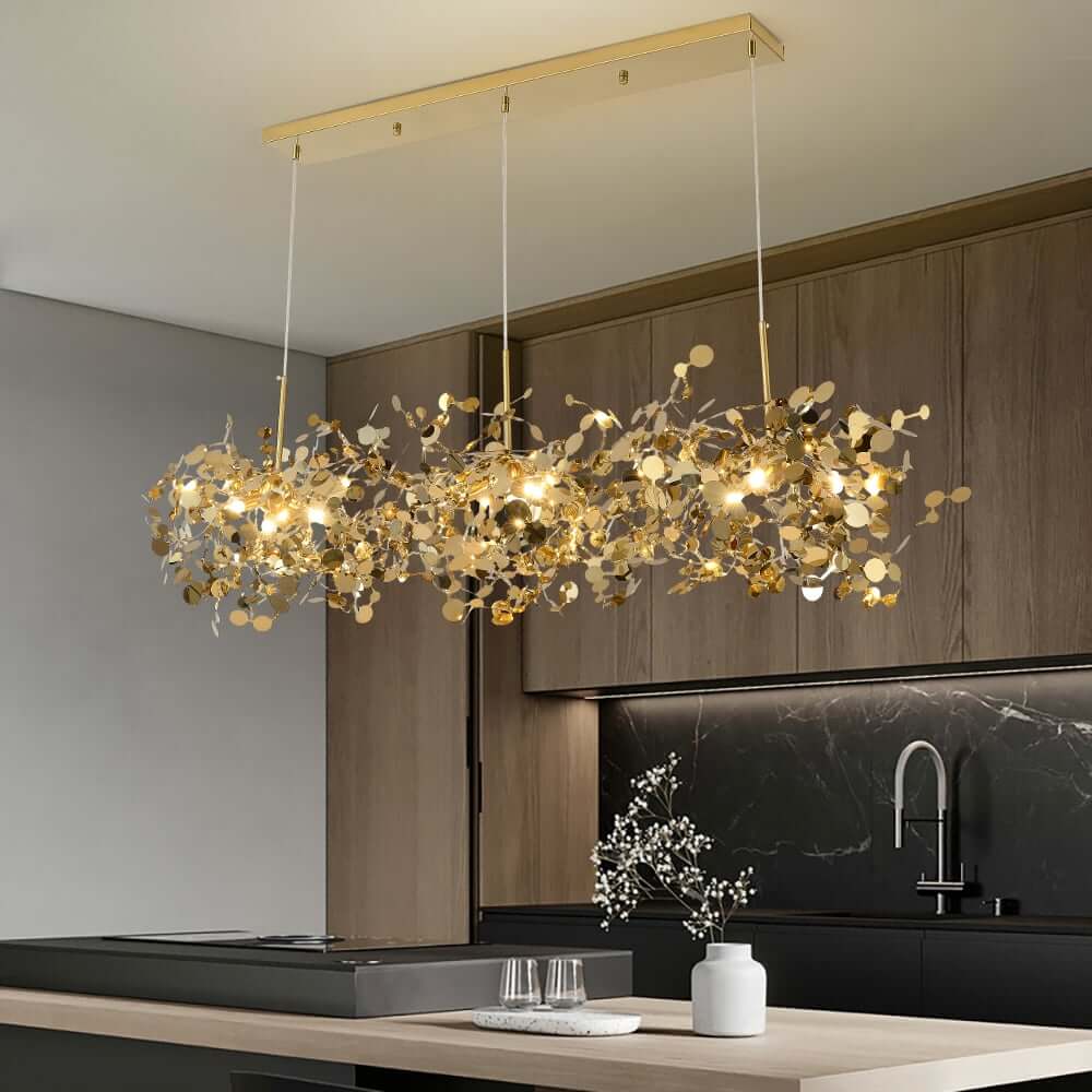 Modern Gold Stainless Steel 3-Light Pendant Chandelier Zweitbild