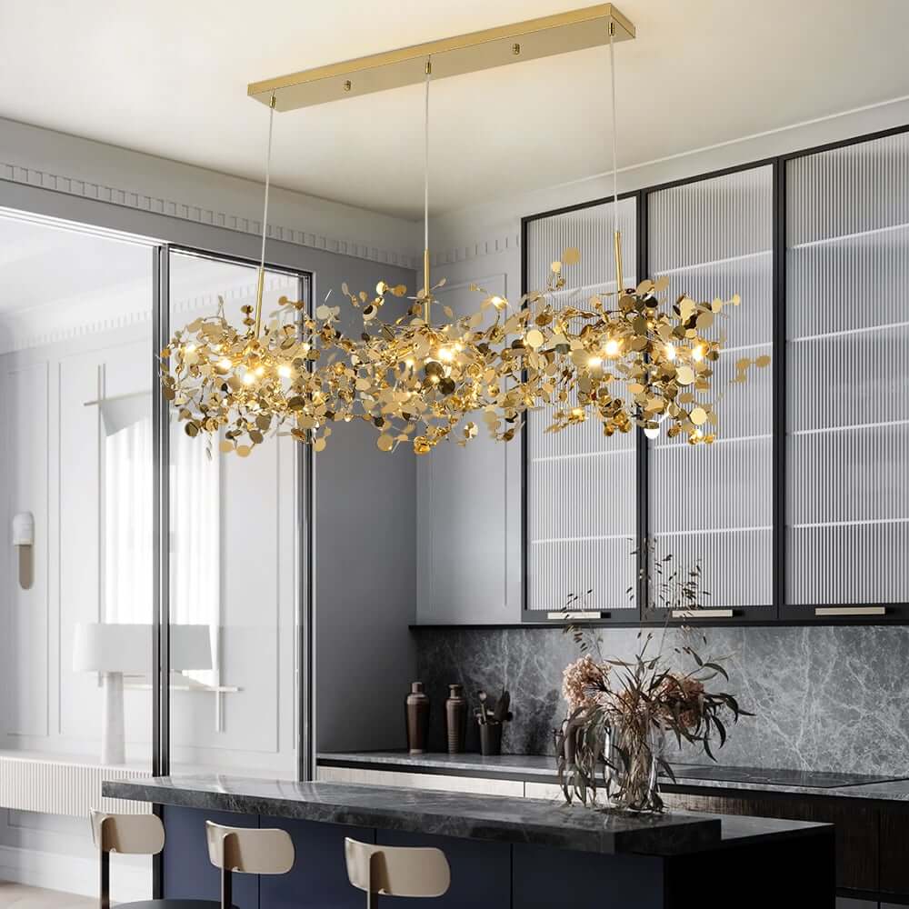 Modern Gold Stainless Steel 3-Light Pendant Chandelier Main Product Image Hauptbild