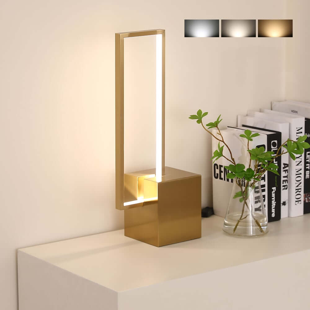 Modern Gold Stainless Steel Table Lamp with White Shade Image secondaire du produit