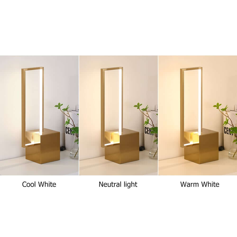 Modern Gold Stainless Steel Table Lamp with White Shade
