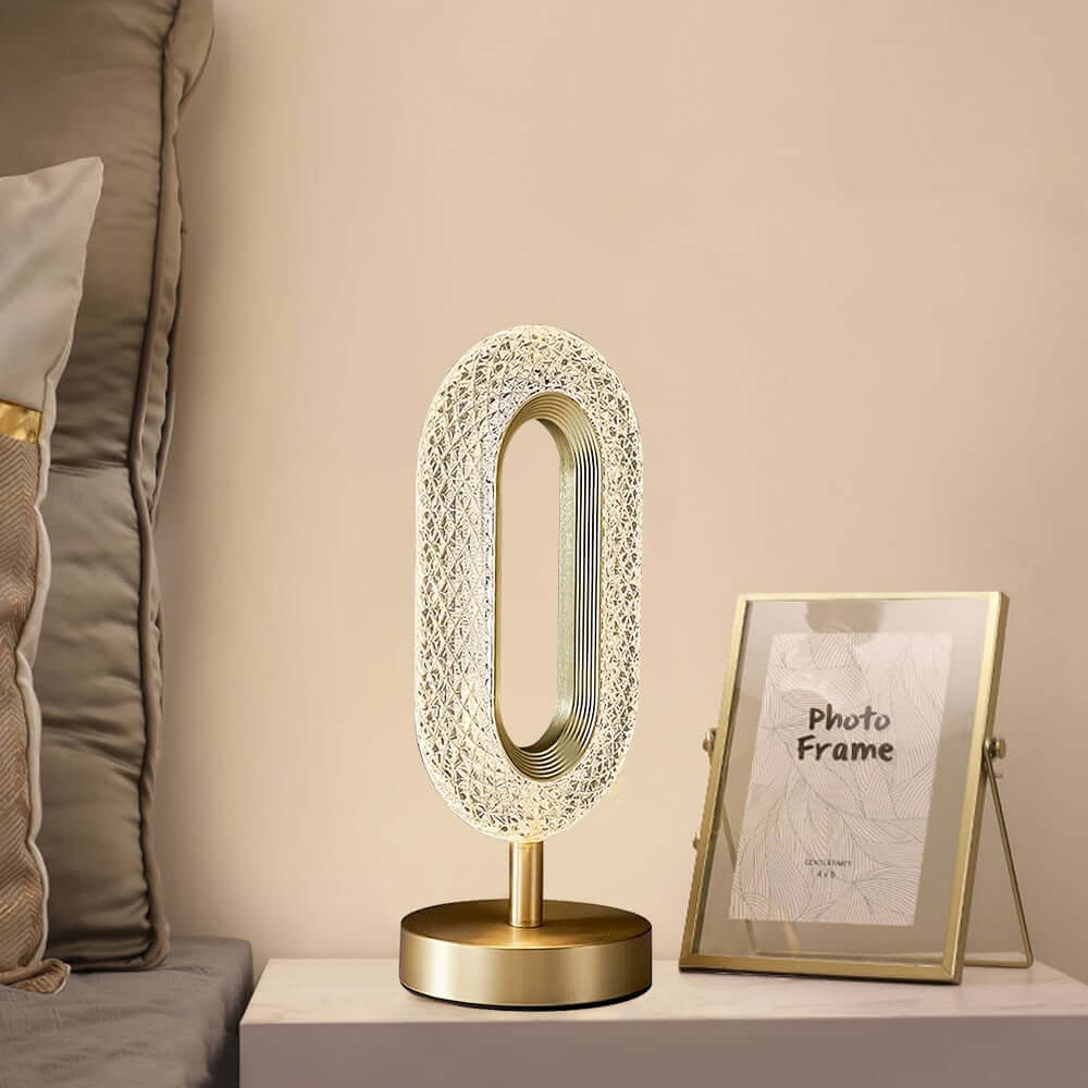 Modern Gold Table Lamp with Clear Acrylic Shade - Unique Ambient Lighting