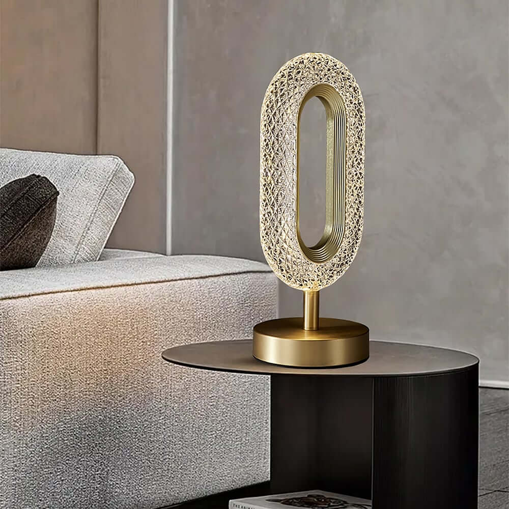 Modern Gold Table Lamp with Clear Acrylic Shade - Unique Ambient Lighting