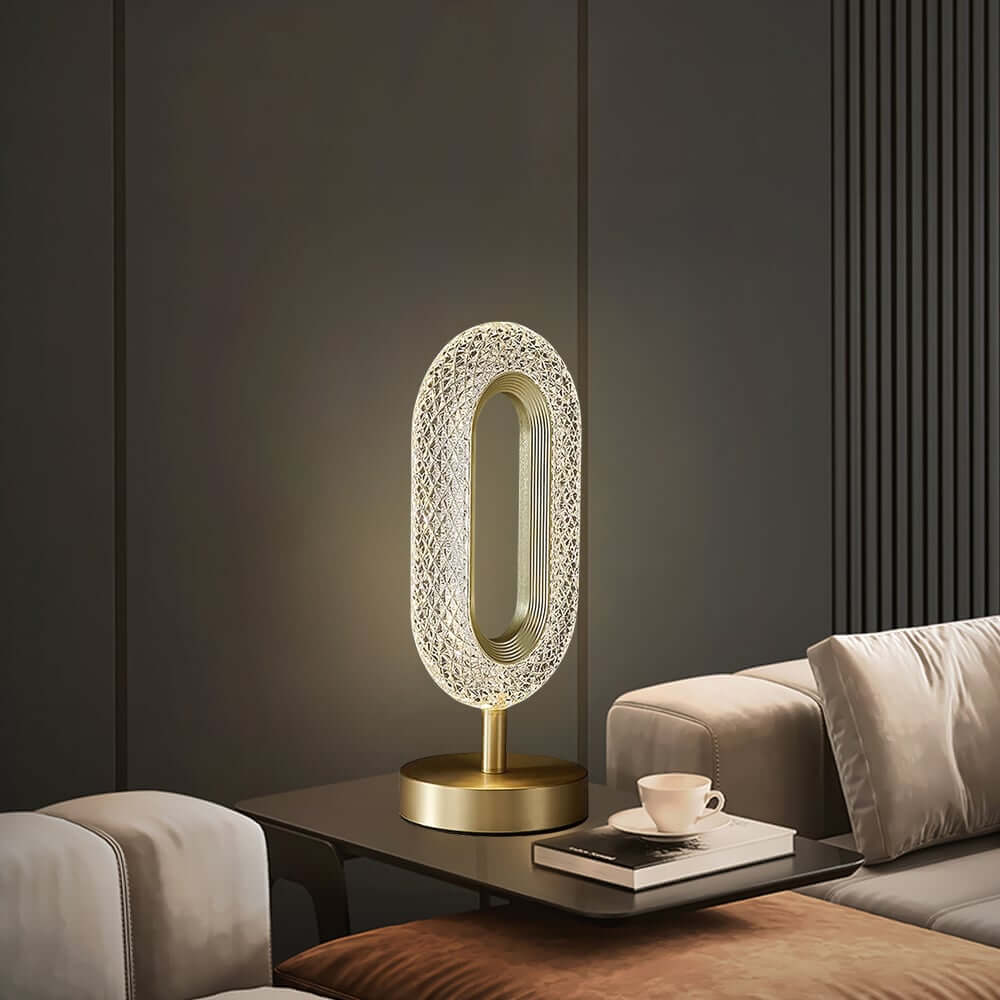 Modern Gold Table Lamp with Clear Acrylic Shade - Unique Ambient Lighting
