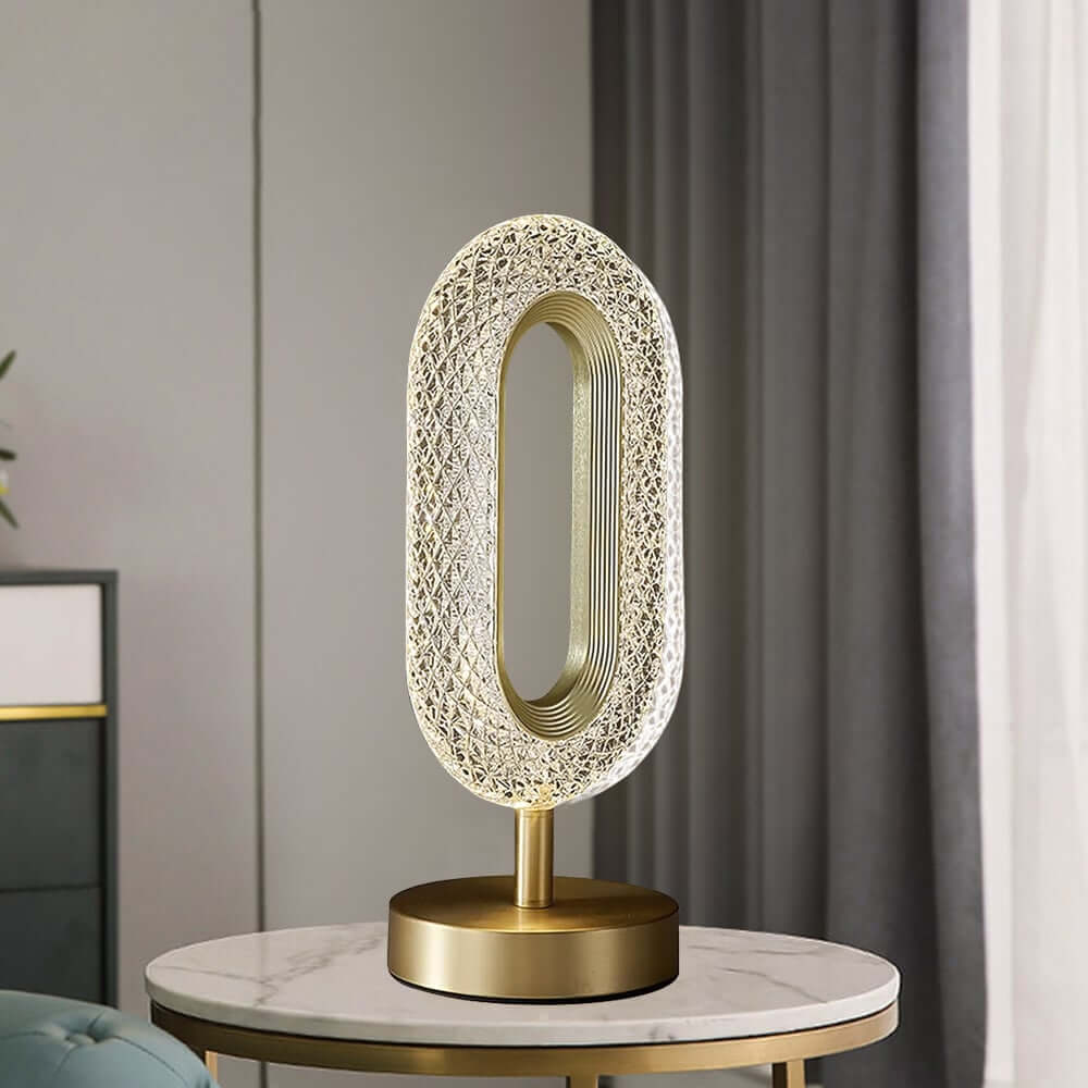 Modern Gold Table Lamp with Clear Acrylic Shade - Unique Ambient Lighting