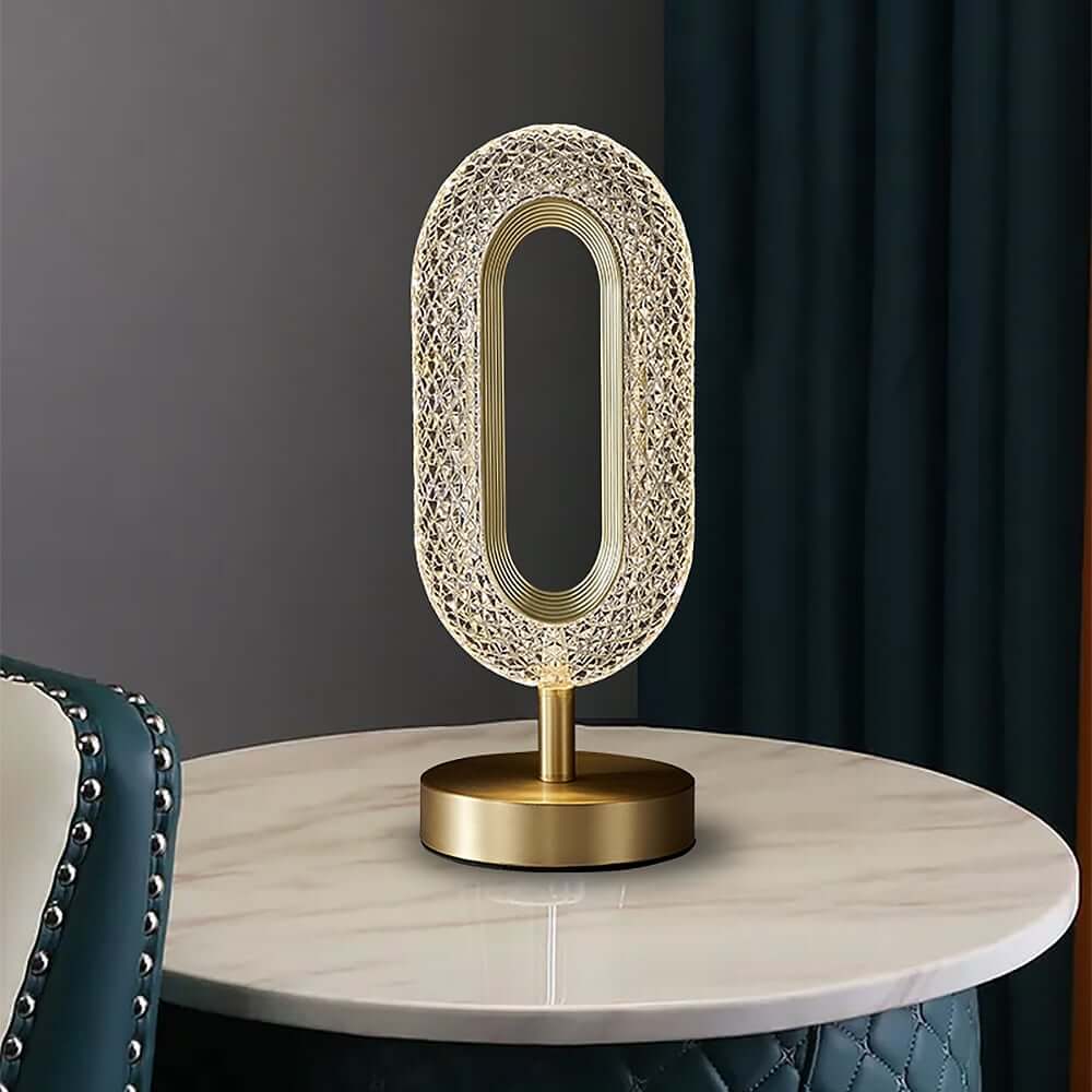 Modern Gold Table Lamp with Clear Acrylic Shade - Unique Ambient Lighting