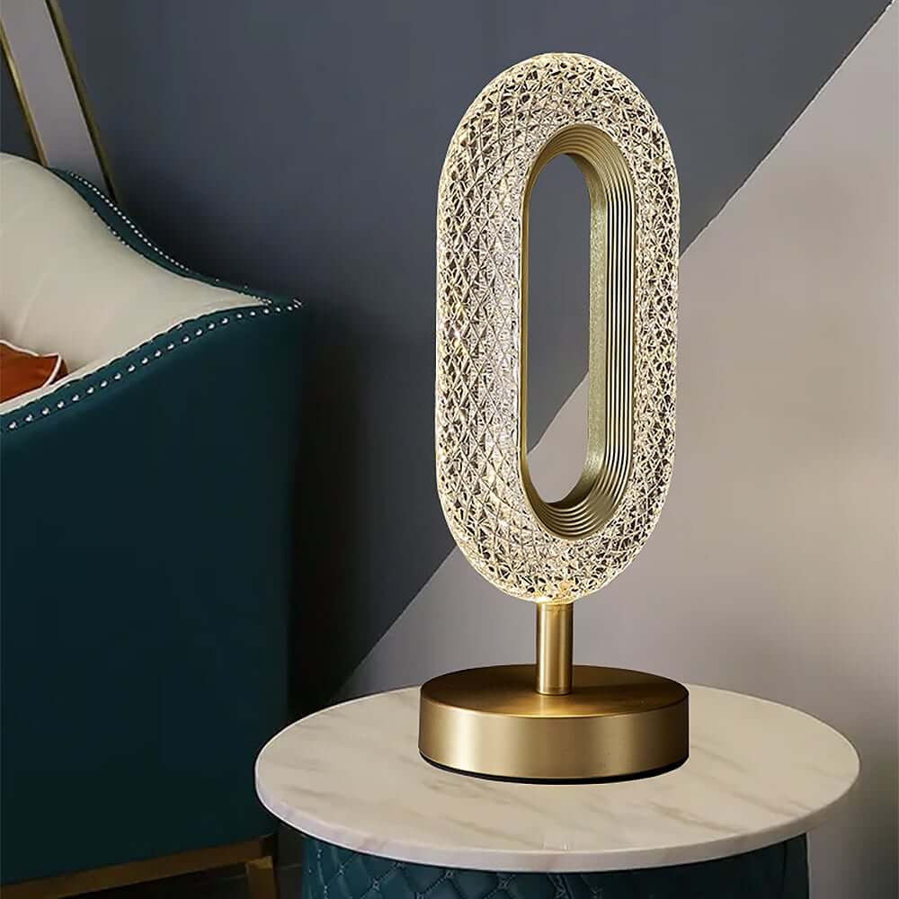 Modern Gold Table Lamp with Clear Acrylic Shade - Unique Ambient Lighting Main Product Image