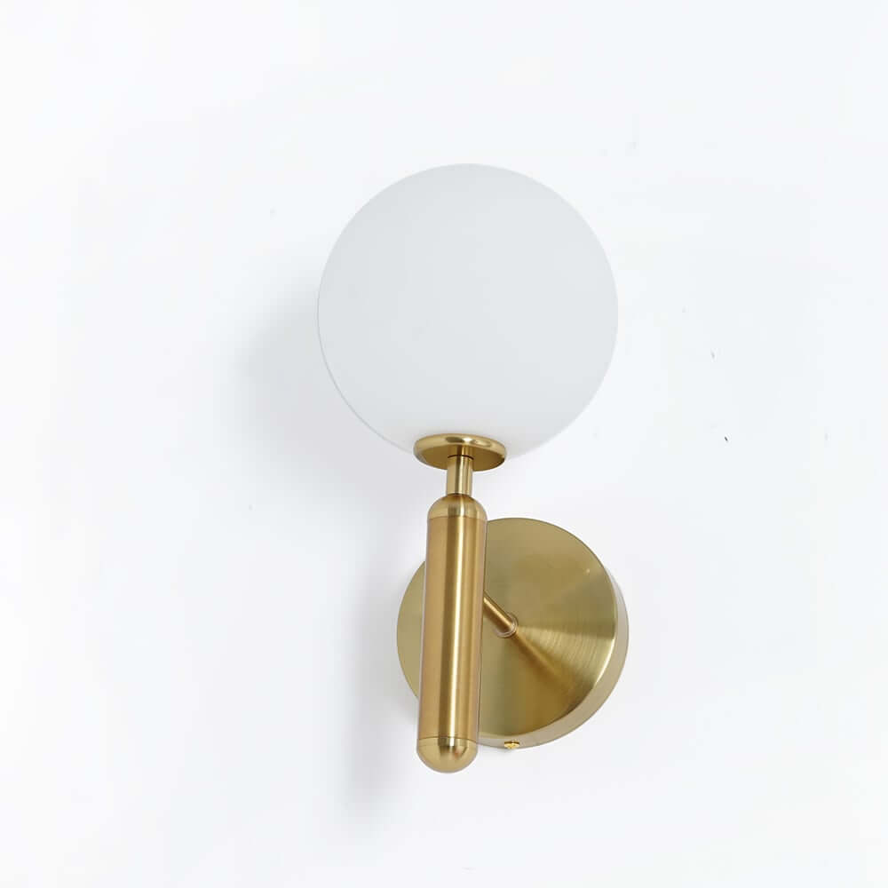 Modern Gold Wall Sconce with White Glass Globe Shade