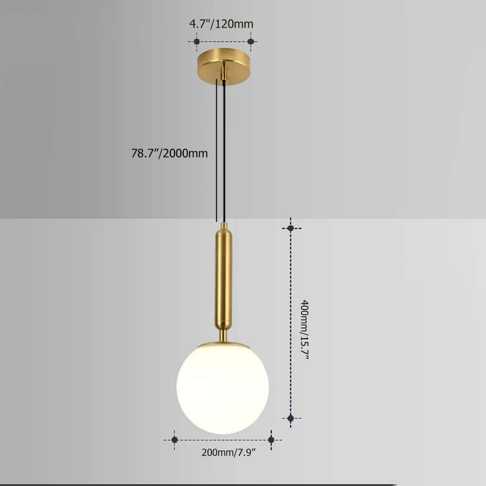 Modern Gold & White Glass Globe Pendant Light