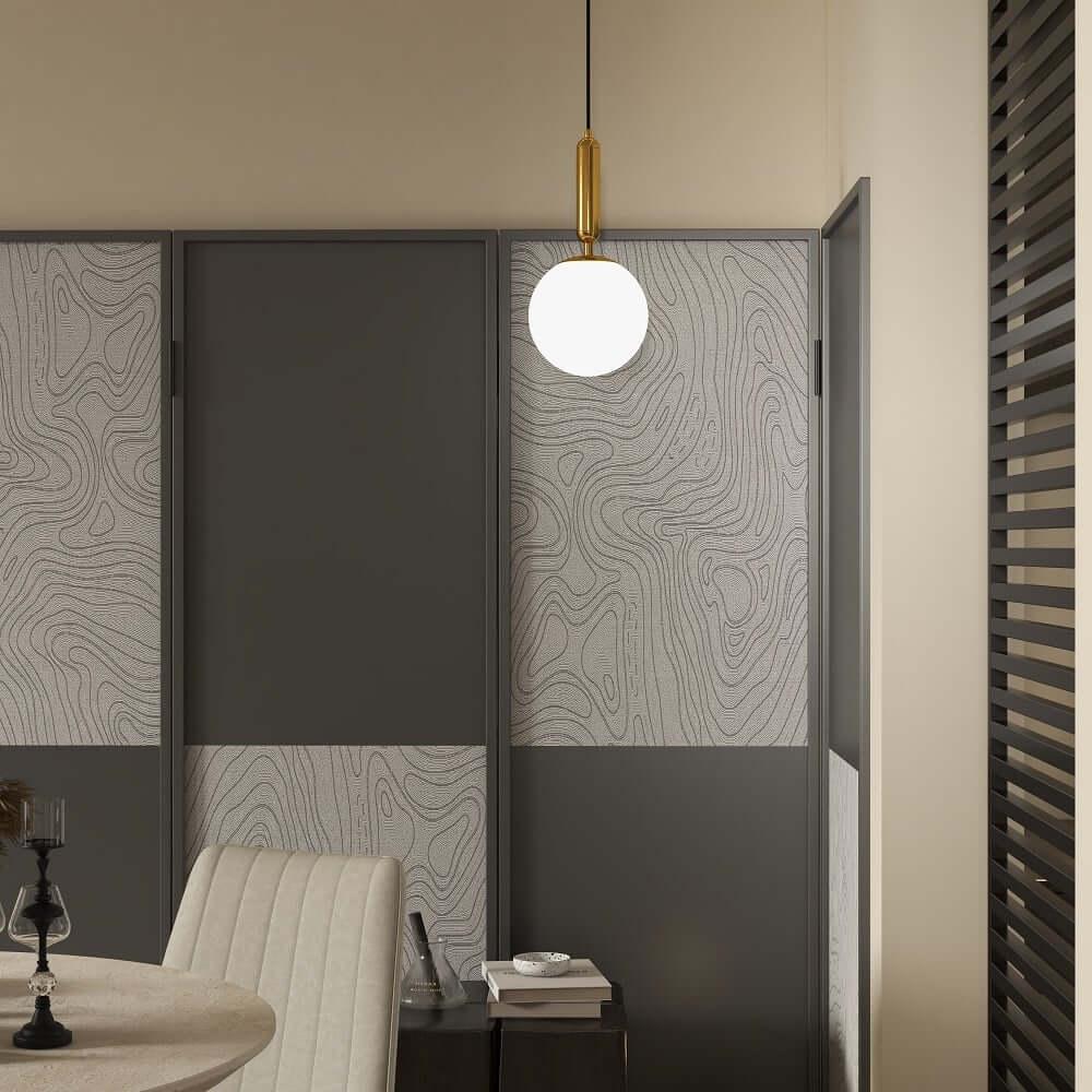 Modern Gold & White Glass Globe Pendant Light